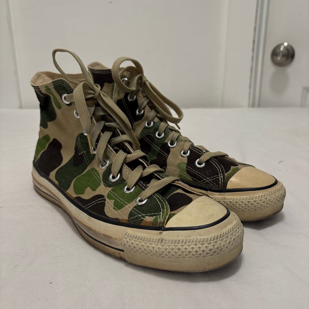 VTG 80s Converse All-Star Chuck Taylor High Top Made USA Sneakers Camoflauge 9.5